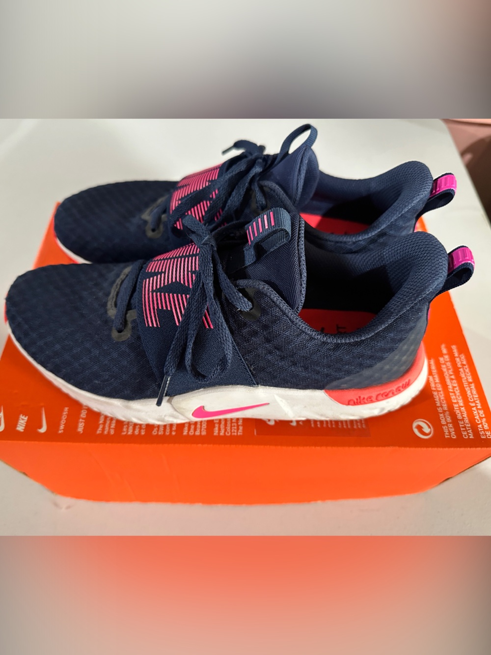 Nike Women's Navy and Pink Athletic Sneakers